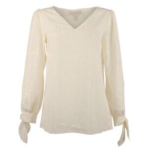 Michael Kors Women's Plus Patterned V-Neck Tie Sleeve Top Blouse 1X